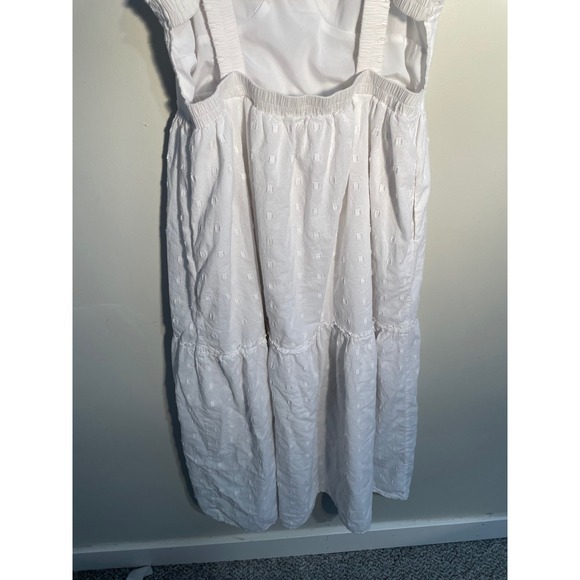 American Eagle White Eyelet Open Back Tiered Cotton Midi Dress Size Large Bridal - Picture 9 of 12